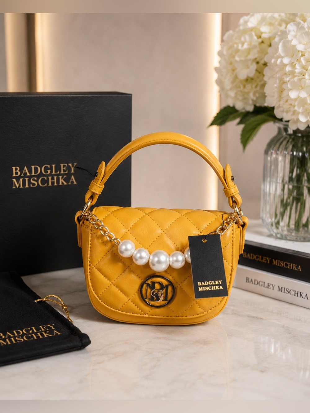 Badgley Mischka Mustard Yellow Mini Bag NWT
